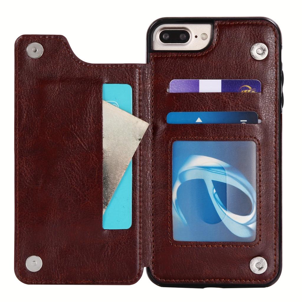 Чехол для телефона-кошелька с держателем для карт, чехол с подставкой для карт из искусственной кожи, двойной магнитной застежкой и прочным противоударным чехлом, для IPhone