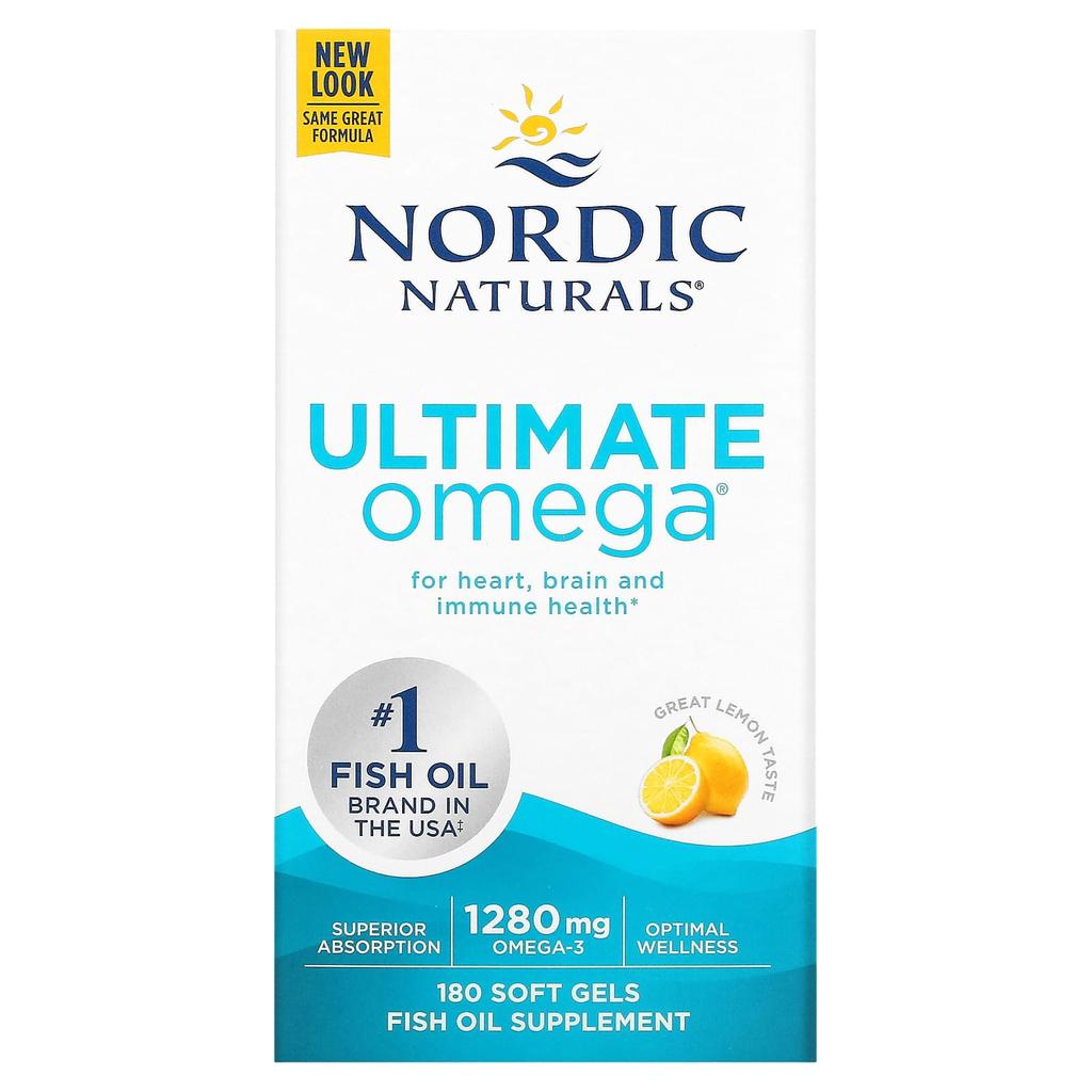 Nordic Naturals Ultimate Omega, Lemon, 1,280 Mg, 180 Softgels (640 Mg Per Softgel)