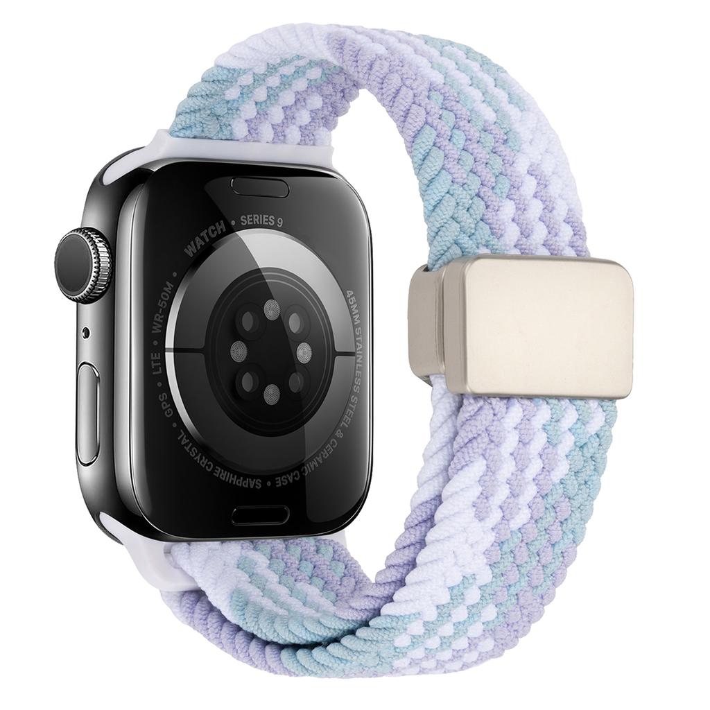 Ремешок для Apple Watch Series 10 Ultra 9 8 7 SE 6 5 4 3 2 1 46 мм 49 мм 45 мм 44 мм 42 мм, нейлоновый регулируемый ремешок с магнитной застежкой