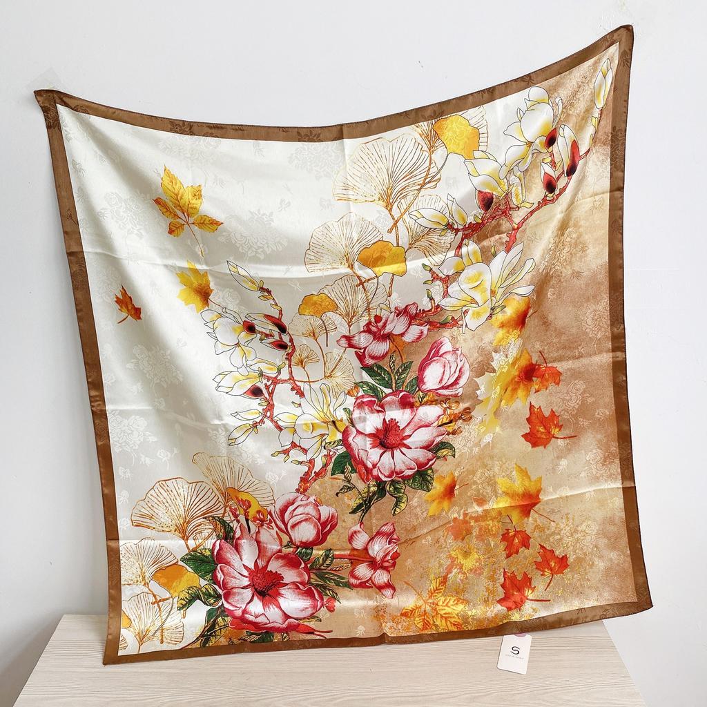 90 см квадратный большой квадратный шарф Four Seasons, роскошная декоративная рубашка, профессиональный платок, повязка на голову, солнцезащитный платок