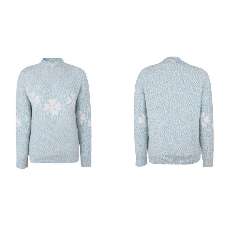 Осень-зима Винтажный свободный топ с длинными рукавами Принт Кардиган Трикотаж Воротник-стойка Рождественский свитер