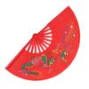 Red Tai Chi Martial Arts Kung Fu Bamboo Fan Right Hand Wushu Dance Practice Training