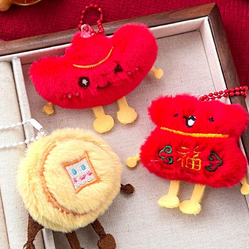 Мультяшные монеты, счастливая сумка, брелок, подвеска, модная плюшевая кукла, милый китайский стиль, брелок, рюкзак, украшение, подарки