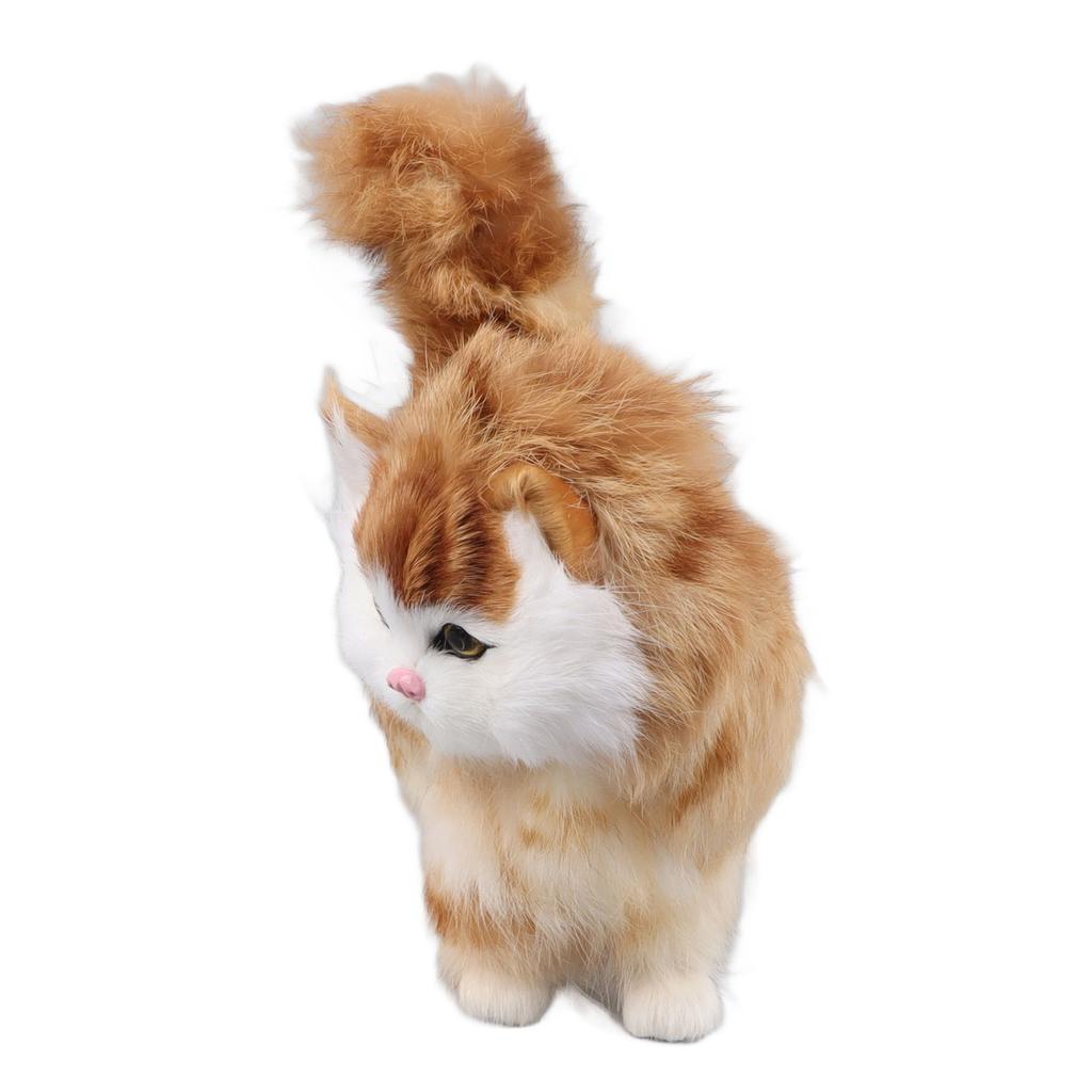 Simulated Cat Plush Toy Realistic Adorable Cat Stuffed Animal Doll Toy Home Decoration Simulated