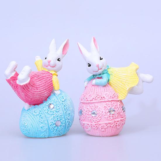 Украшения в виде пасхальных кроликов, милые расписанные вручную фигурки кроликов из смолы, переносные украшения для пасхальных яиц, Пасха