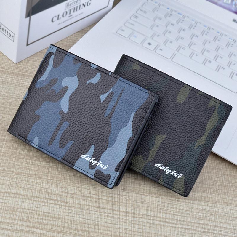 Камуфляжные короткие кошельки, мужские модные держатели для карт, винтажный дизайн, кошелек из искусственной кожи, мягкий кошелек