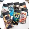 Мультяшный милый кот рыба эстетика для Samsung Galaxy Z Flip 5 4 3 5G чехол для телефона черный твердый чехол ZFlip 5 4 3 роскошный ударопрочный чехол