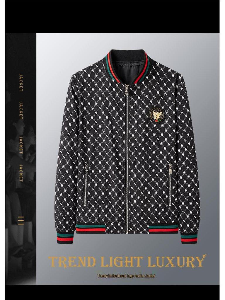 Европейская роскошная мужская куртка с принтом букв и бейсбольным воротником, бестселлер 2025