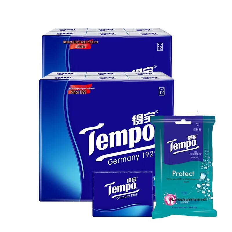 Набор Tempo Mini: 4-слойные салфетки для лица и влажные салфетки