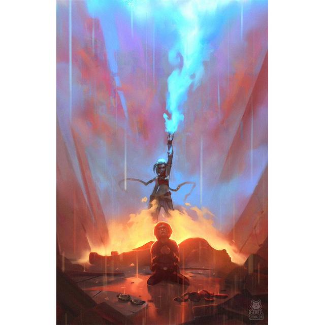 Рамка из цельного дерева, настенное искусство, популярная игра Jinx League of Legends Arcane, постер телесериала, холст, картина для гостиной, любителей игр, домашний декор