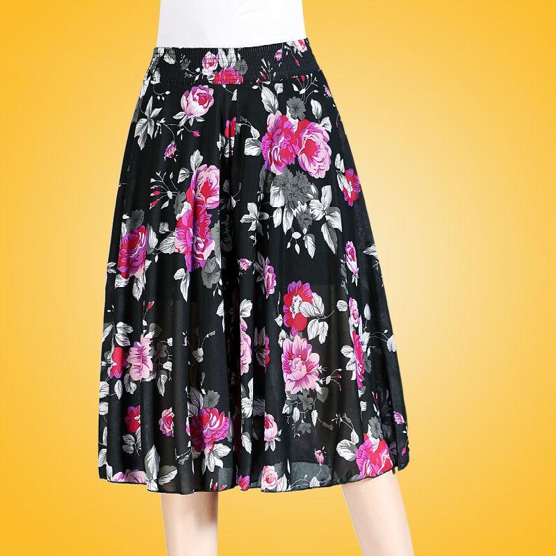 WTEMPO Женские летние повседневные брюки-кюлоты большого размера с высокой талией и широкими штанинами, свободные тонкие брюки до колена с эластичной резинкой на талии и цветочным принтом