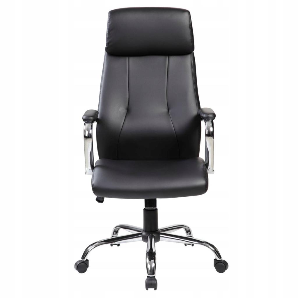 Black office swivel chair with chrome-plated tilt base, Furnitex
