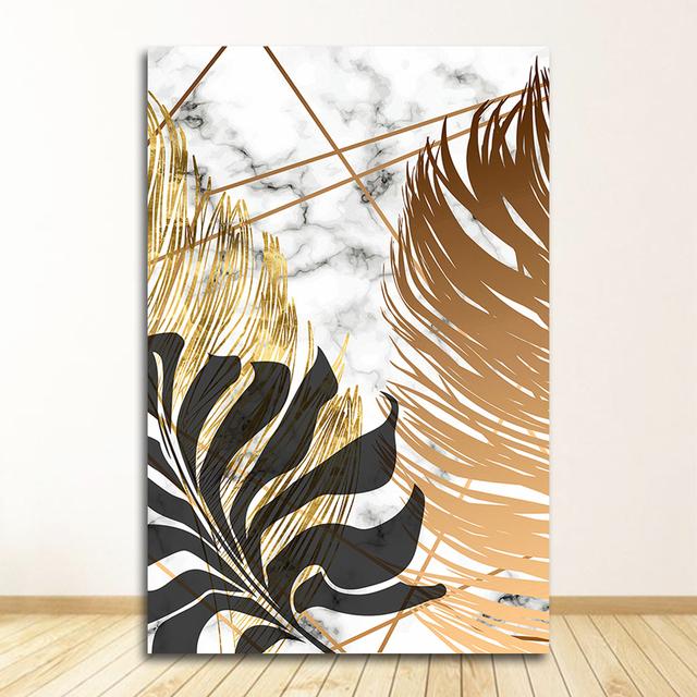 Wall Art Pictures for Living Room Modern Decor Nordic Plants Golden Leaf Canvas Painting Botanical Posters and Print Abstract