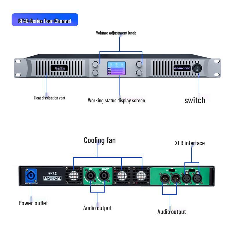 Weishu GF100-800 Профессиональный цифровой усилитель мощности для конференций (Китайская версия)