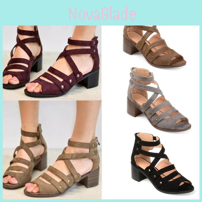 Stylish Womens Ladies Low Heel Wedge Summer Rivet Sandals For Versatile Casual Wear