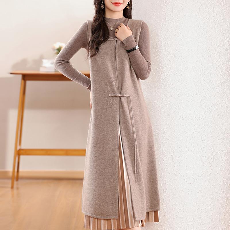 Женское кашемировое платье Qinghe кашемир 30% кашемир 70% шерсть осенне-зимняя кашемировая юбка мягкая и теплая
