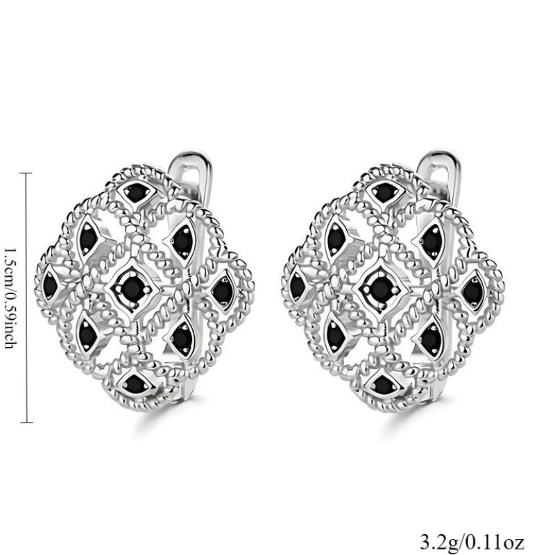 Black Awn Украшения Черные Полые Украшения Черный Камень Серьги-кольца