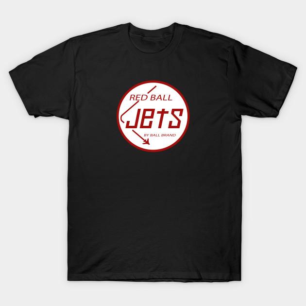 Asian Size Men Black Print T-shirt Red Ball Jets. Sneakers No-Cut Heat Transfer Print Cotton Tshirt