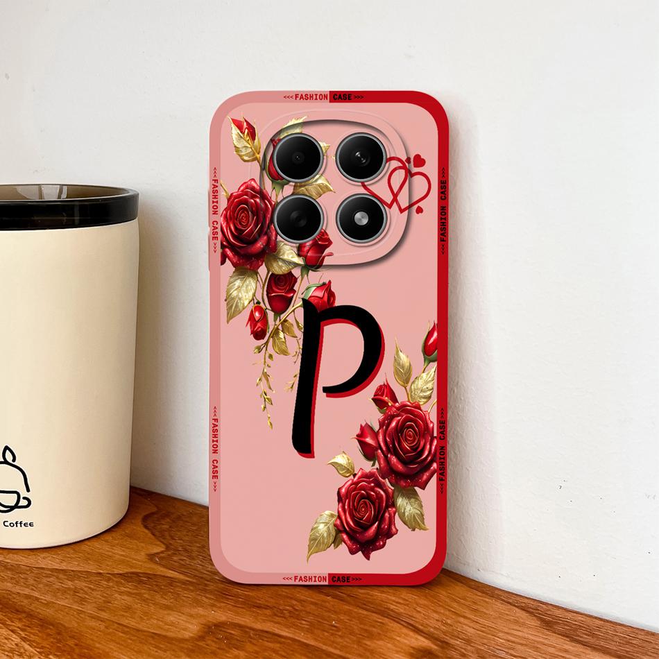 Чехол для Poco M8 Pro / Poco M5 M5S Модный с розовыми буквами Мягкий жидкий силиконовый чехол для телефона для Poco M 8 M 5 Легкий Funda