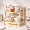 Bamboo Double Layer Rack Desk Coffee Bar Counter Shelf Open Type Flower Pot Stand Desks Storage Organizer Sundries Storage Rack