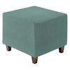Square Jacquard Ottoman Slipcover with Elastic Stretch Footrest Stool Cover for Living Room Furniture Protector Large Bottom, (Green, Size)