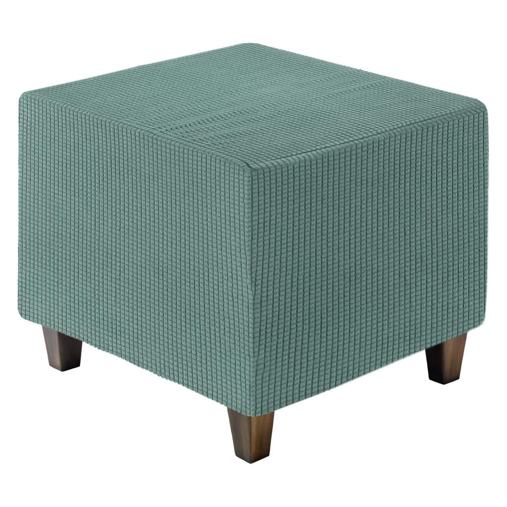 uxcell Square Jacquard Ottoman Slipcover with Elastic Stretch Footrest Stool Cover for Living Room Furniture Protector Medium Bottom, (Green, Size)