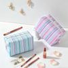 Striped Design Cosmetic Bag Lightweight Travel Skincare Bag Striped Makeup Pouch  Girls