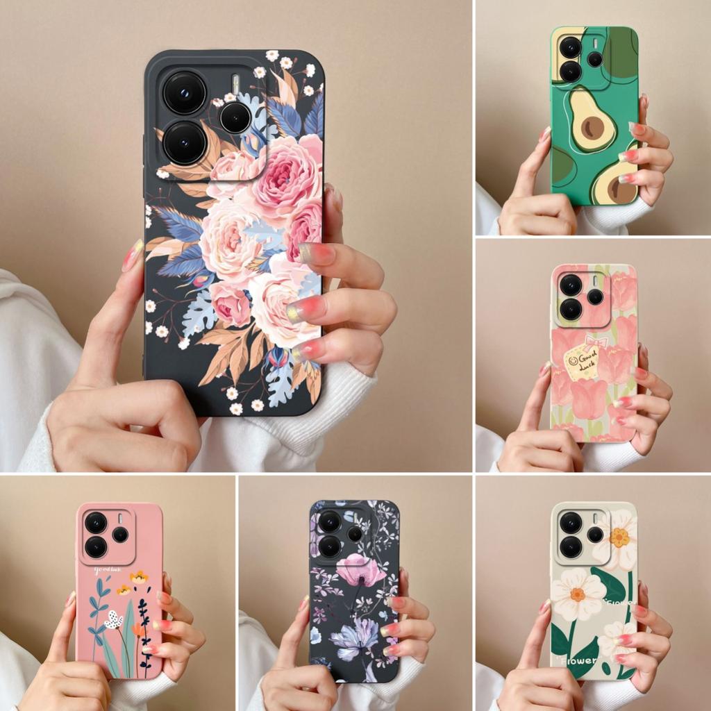 Чехол для телефона Redmi Note 11 12 14 12S 12R 12Turbo 11S 11E 11T 14S Pro Plus 4G 5G Роскошный цветочный жидкий силиконовый защитный чехол для камеры для Redmi Capa