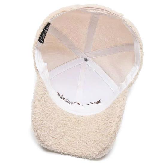 Регулируемые застежки-липучки Бейсболка с удлиненным козырьком Женская Осенне-зимняя Искусственная овечья шерсть Уличная шляпа