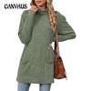 Autumn and Winter Women's Blouse Solid Colour Half-high Neck Long Sleeve Loose Pocket Tops