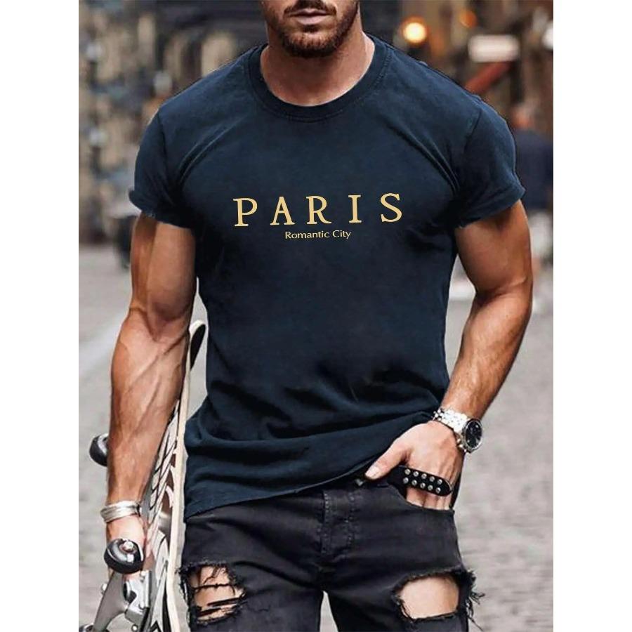 Футболки с графическим принтом Paris Romantic City Letter, мужская летняя свободная одежда, свободная хлопковая футболка большого размера, уличные мягкие топы