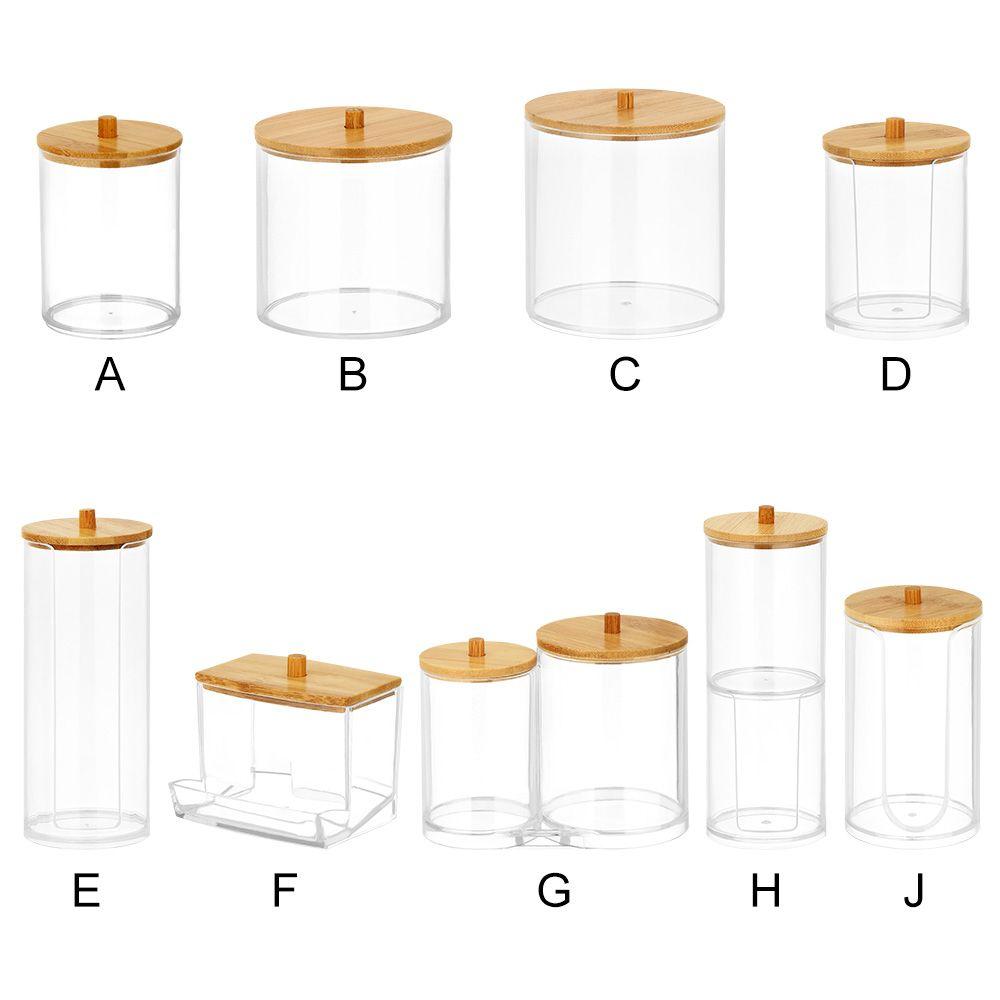 Контейнер для хранения прозрачных ватных дисков с бамбуковой крышкой, бутылка для ватных палочек