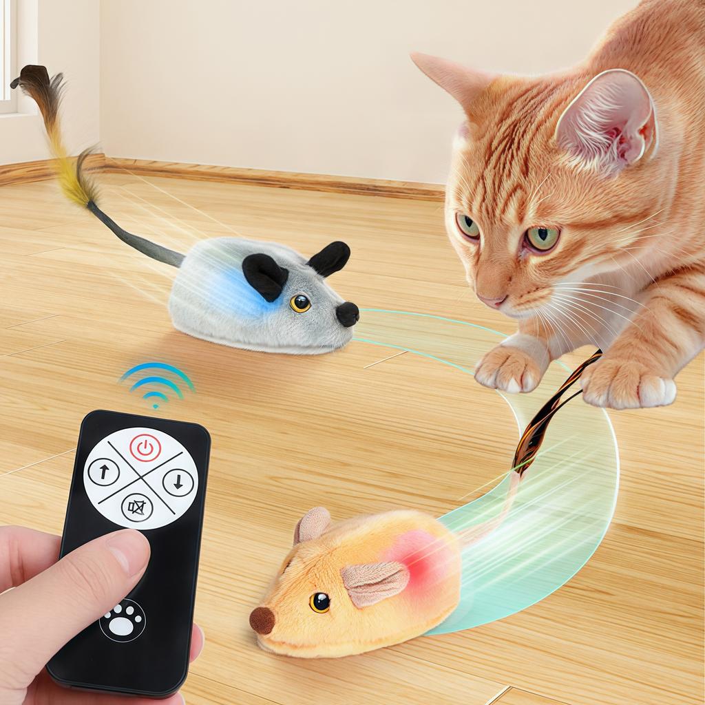 Automatic Sensing Moving Mouse Interactive Cat Toys Electronic Remote Squeaky Cat Toy For Kitten Usb Rechargeable Pet Plush Toy