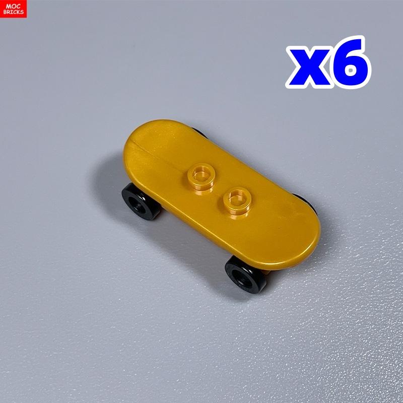 6 шт. Кубики MOC Игрок на скейтборде с колесами Парк Уличная сцена Строительные блоки 88422 42511 Пластиковый материал Детские игрушки Подарки
