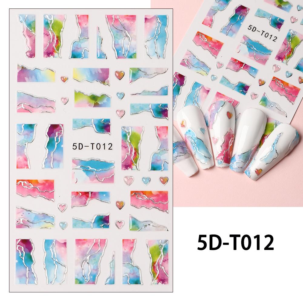 5D дизайн ногтей DIY маникюрный декор ползунки с рельефной гравировкой и тиснением наклейки для ногтей наклейка для дизайна ногтей