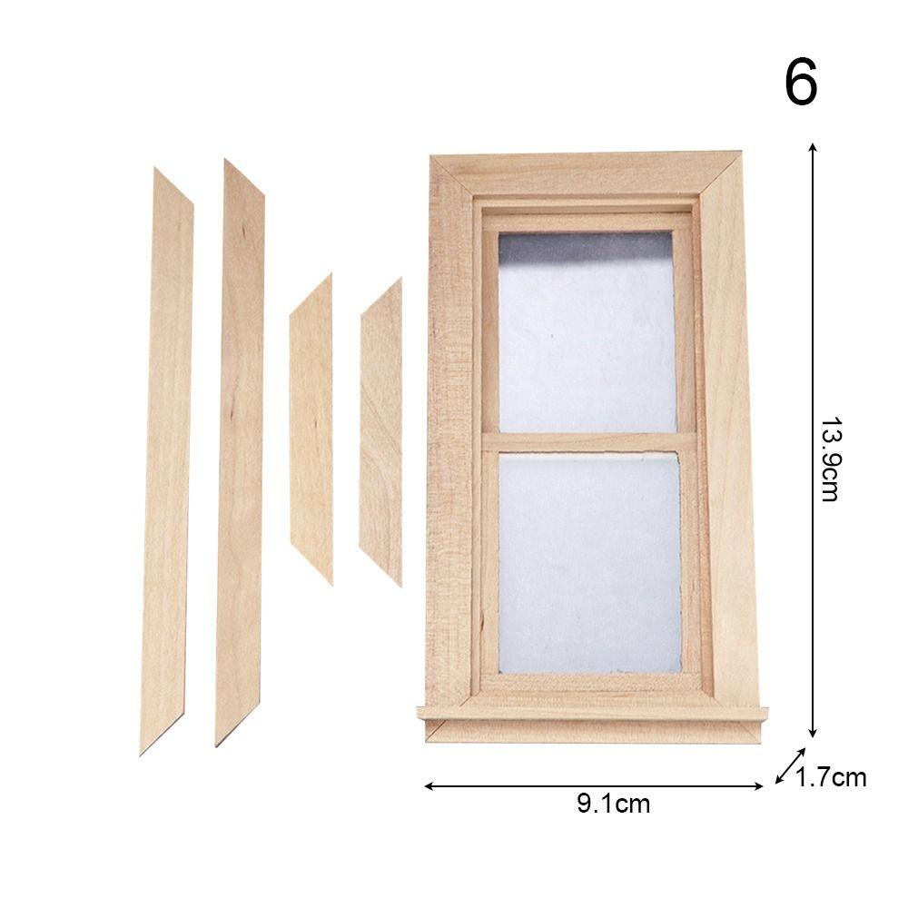 Dollhouse Furniture DIY Double Window Glass Plate Doll House Window Wooden Frame Doll Furniture