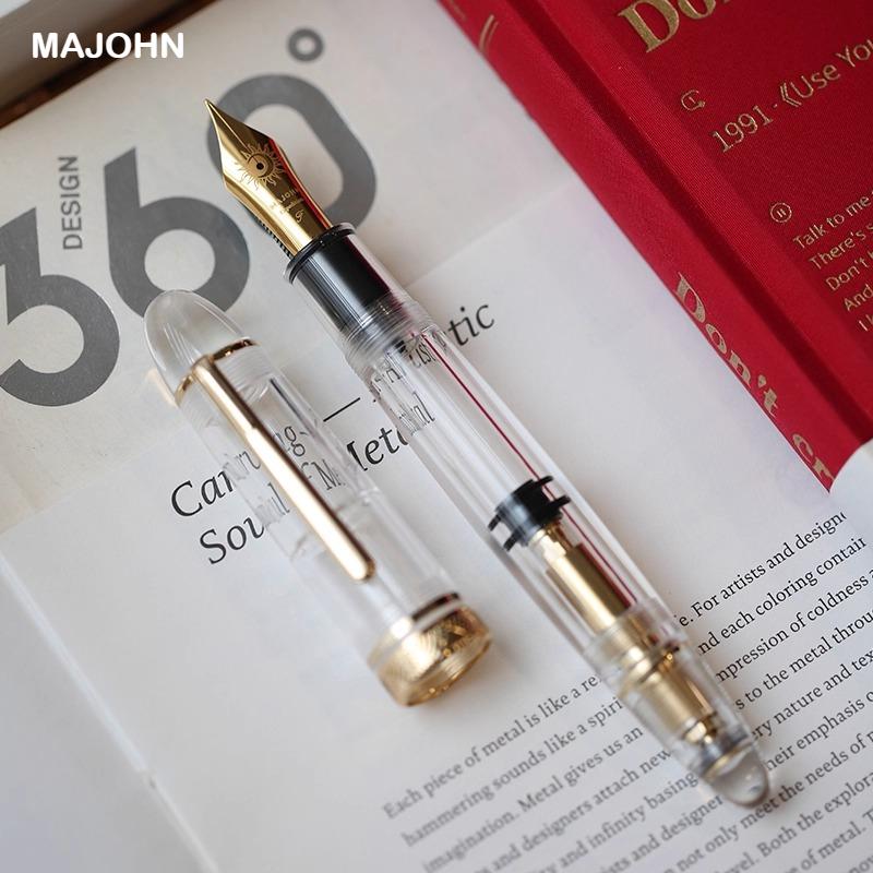 MAJOHN P140 Прозрачная перьевая ручка Солнечный наконечник Металлический медный поршень Легкий пластиковый корпус PK X159 9019 Канцелярские товары Школьные принадлежности