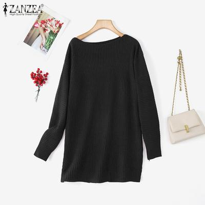 Женские трикотажные повседневные свитера-джемперы с круглым вырезом и длинными рукавами