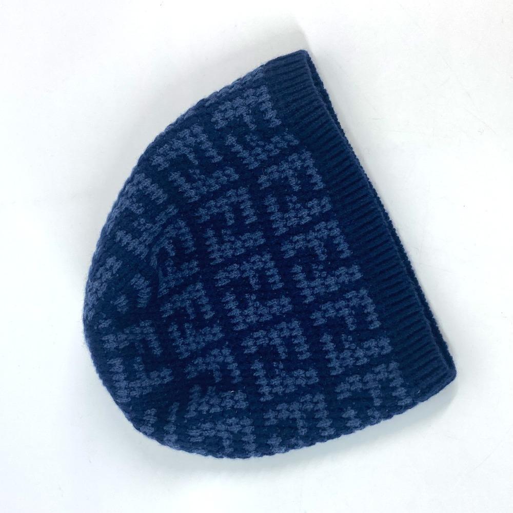 FENDI FXQ798 beanie hat knit hat knit cap Zucca logo  Knit hat Cashmere Navy