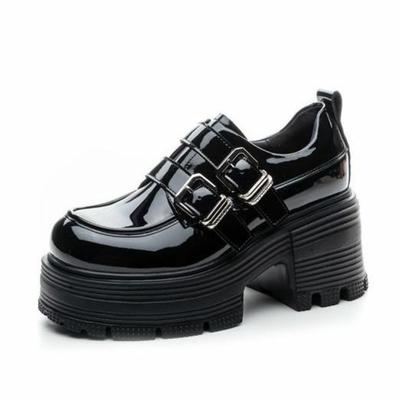 Модные ретро лоферы на толстом каблуке женские осенние новые одинарные туфли с пряжкой круглый носок модные в британском стиле маленькие кожаные туфли