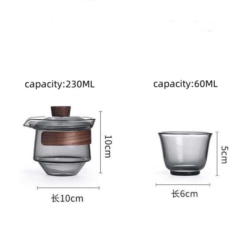 Heat-resisting Glass Tea Set Chinese Kung Fu Tea Bowl Gaiwan Lid with Filter Hand Grip Pot Anti Scald Teacups Travel Teaware