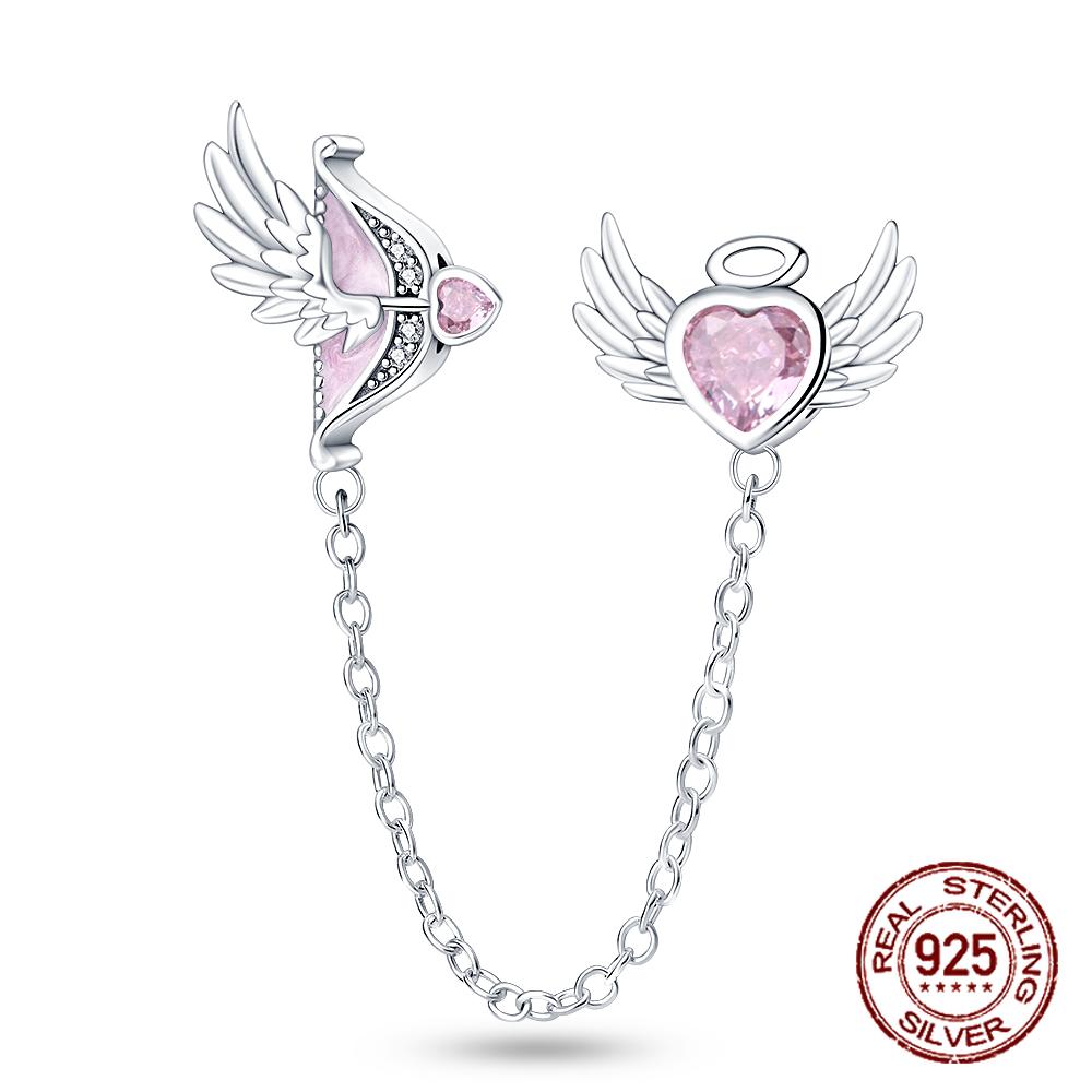 Spacer Clip Charms Safety Chain 925 Silver love Daisy Heart Charms Fit 4MM hole diamete Bracelet Jewelry DIY Gift