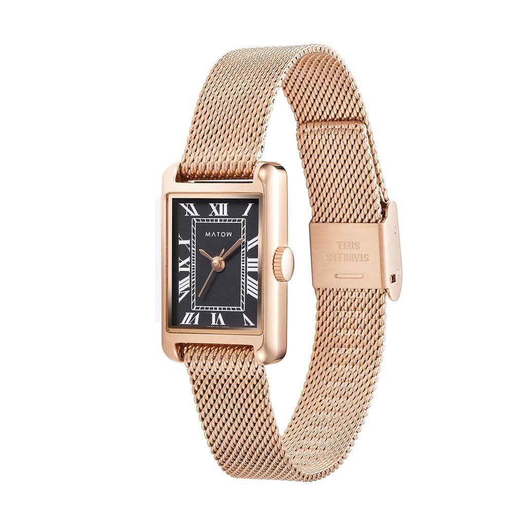 Авторизованный дистрибьютор часов Matow женские mw004006 Noir Квадратные Розовое золото Сетчатый ремешок [MATOW] [Tsuki Oborozuki]