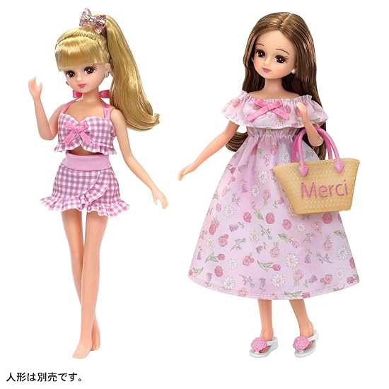 Takara Tomy Licca-chan Dress LW-16 Swimsuit & Resort Dress Set, Dress-up Play, Pretend Play Toy, Age