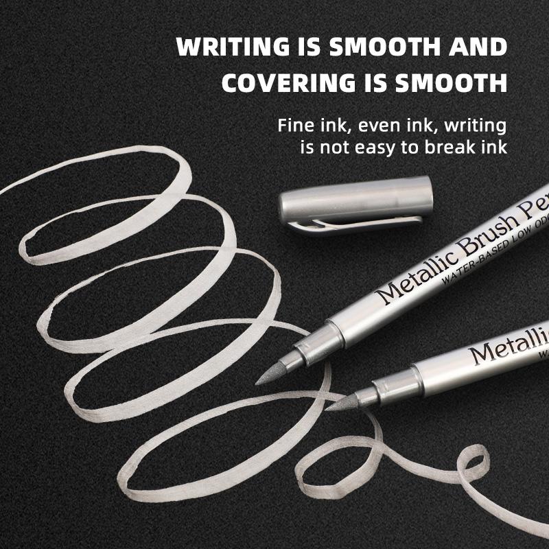 1/6/12Pcs Brush Metallic Marker Pens Set Gold Silver White Permanent Art Markers for Artist Illustration Crafts Scrapbooking Fabric