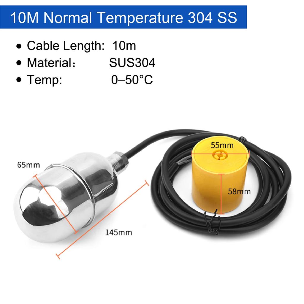 Stainless Steel Cable Float Ball Liquid Level Float Switch Durable Tank Level Sensor for Water
