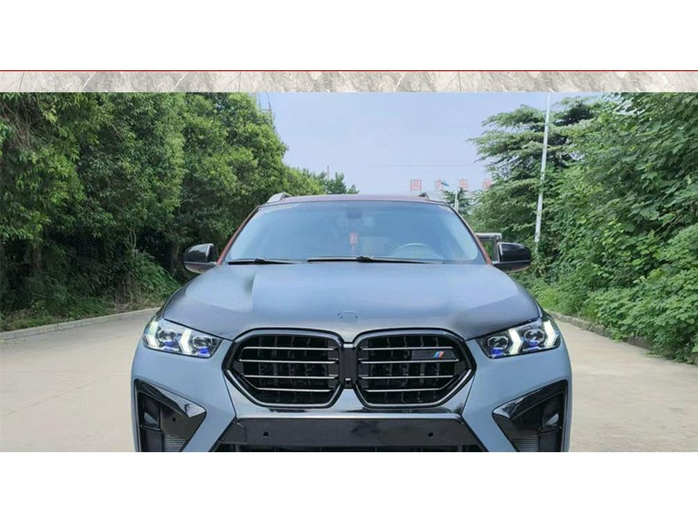 BMW E71 to G06-X6M Conversion Kit: Front/Rear Bumpers, Headlight Brackets, Fenders, and Engine Hood.