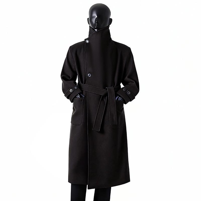 Мужской роскошный кашемировый длинный пальто - Большого размера, Свободный крой, С отворотами