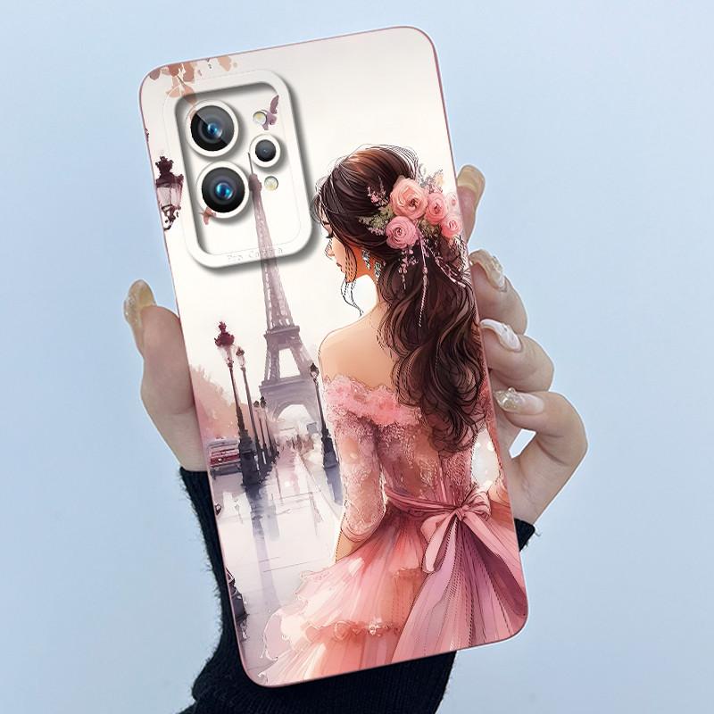 For Realme GT 2 Pro Phone Case Cute Panda Girl Cats Liquid Silicone Camera Protection Back Cover For Realme GT2 Pro GT2Pro Funda