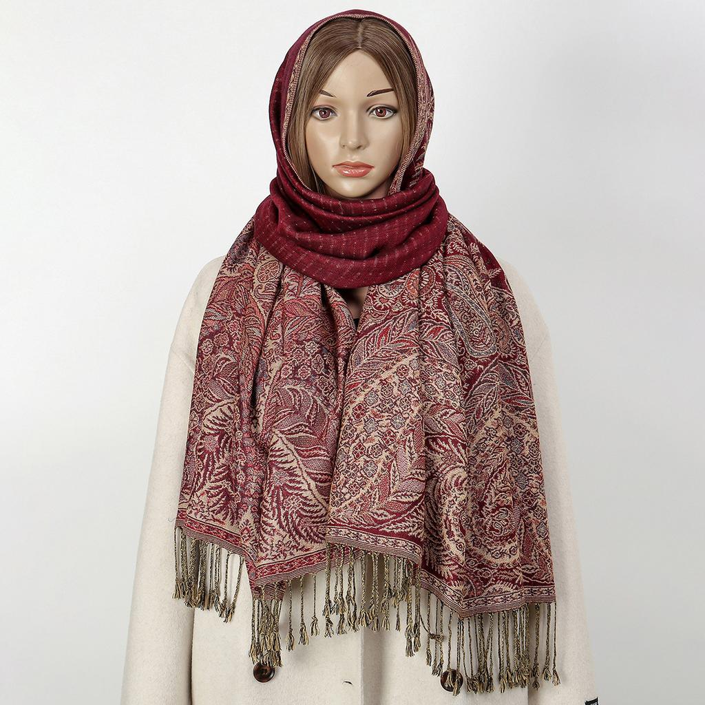 New Sunflower Polyester Tassel Long Scarf Ethnic Style Women's Embroidered Scarf Fashionable Shawl Headscarf